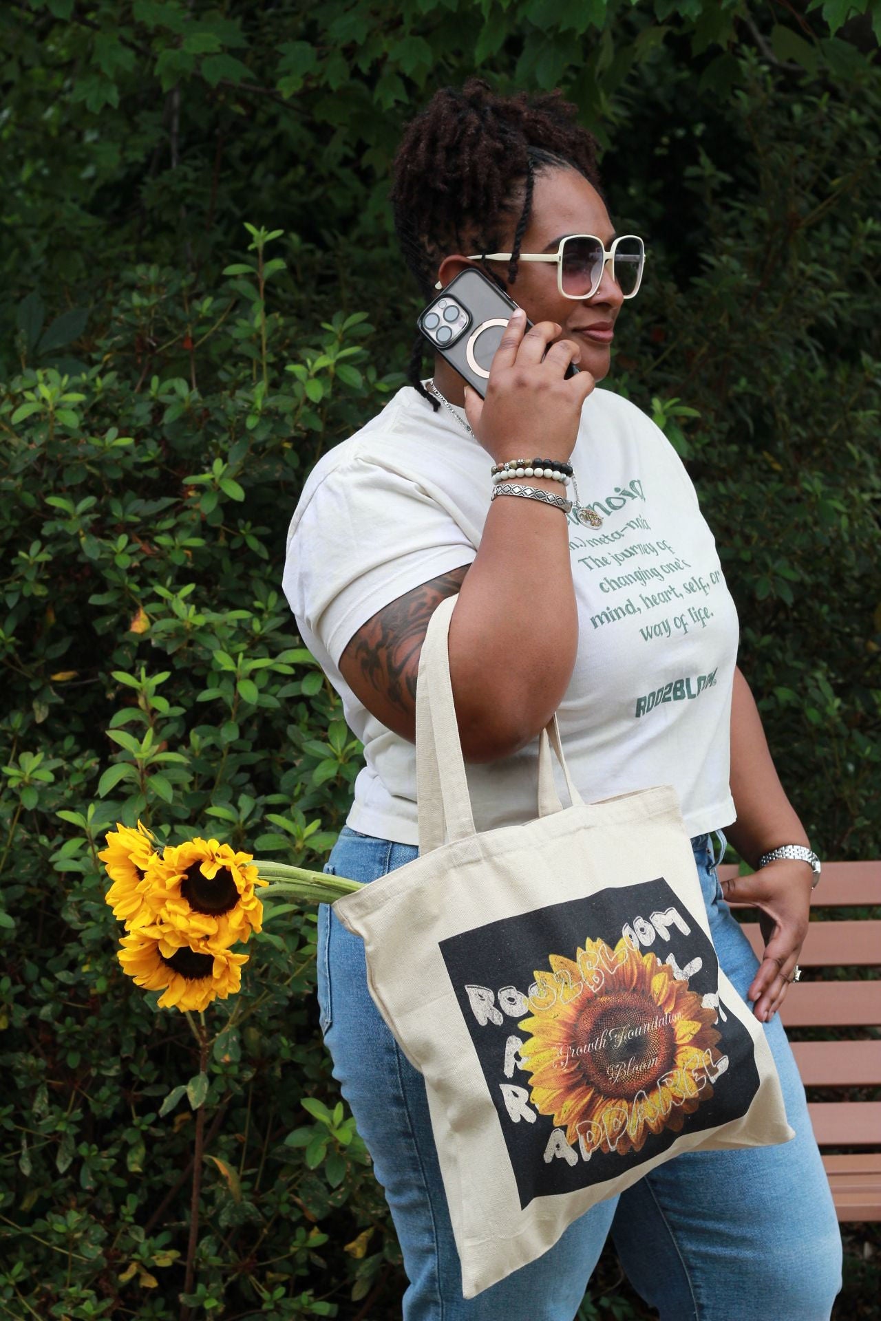 Sunflower of Warmth Cotton Canvas Tote Bag
